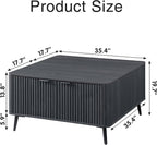 Fatmok 4-Piece Fluted Living Room Furniture Set, Lift Top Coffee Table - Image 4