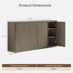 SICOTAS Buffet Cabinet with Storage Accent Sideboard with 8 Doors 132.6" Fluted - Image 3