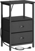 sthmec Nightstand with Charging Station, Night Stand with 2 Fabric Drawers PU - Image 8