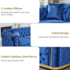 DAMAIFROM Luxury Velvet Couch Set Blue and Gold Sofa, Mid Century Modern - Image 4