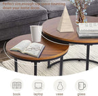 aboxoo Coffee Table Nesting Side Round Set of 2 End Table Top Sturdy Metal - Image 5