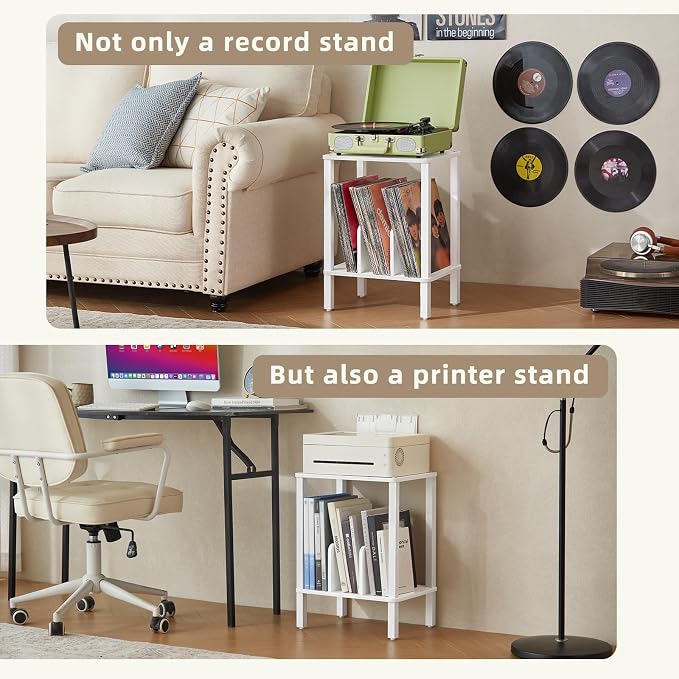 LELELINKY 2-Tier Bamboo Record Player Stand Set of 2 - Image 8