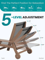 SERWALL Textilene Patio Chaise Lounge Chair Set of 2, 5 Positions Outdoor - Image 5