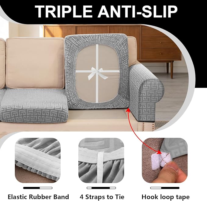UNBBRRL 10 Pieces Stretch Sofa Cushion Covers - Image 3