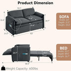 63" Velvet Convertible Sleeper Loveseat Sofa Bed, Pull Out Couch Bed - Image 2