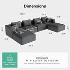 Novilla 141" Modular Sectional Sofa, Modern Cloud Sectional Couch - Image 2