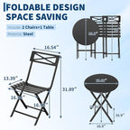 GarveeLife 3 Piece Patio Bistro Set, New Iron Outdoor Furniture Set, Metal - Image 2