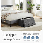 DUMOS 30 Inch Folding Storage Ottoman Bench, Large Hidden Storage Chest - Image 4