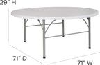 Flash Furniture Stonewall 6' Round Plastic Folding Event Table - Image 3