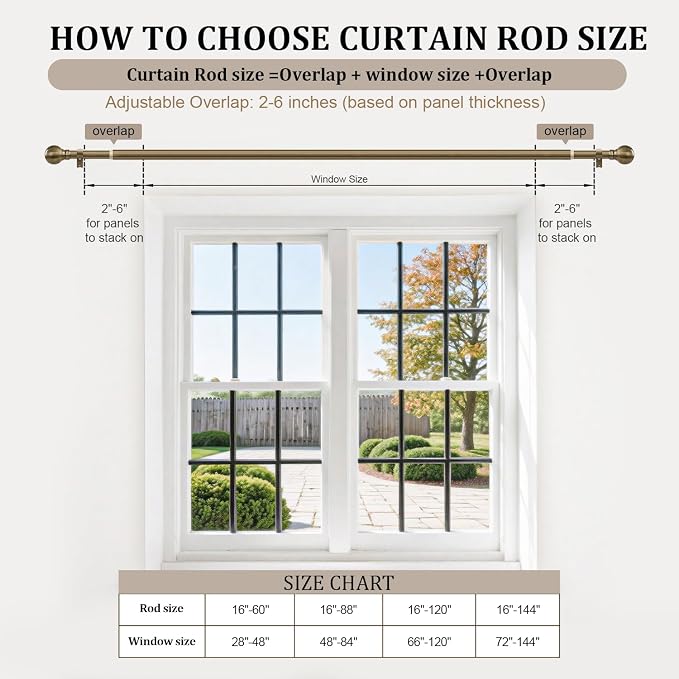 Antique Bronze Curtain Rods for Windows 48 to 84 Inch 1" Diameter Adjustable - Image 8