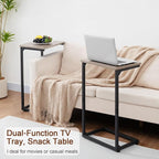 AMHANCIBLE C Shaped End Tables Set of 2, Couch Side Tables that Slide Under Sofa - Image 6