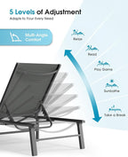 Ciokea Foldable Outdoor Lounge Chair, No Assembly Patio Chaise Lounge Outdoor - Image 7
