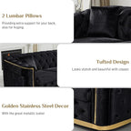 DAMAIFROM Velvet Couch Black and Gold Sofa Luxury Loveseat 84.6" Mid Century - Image 3