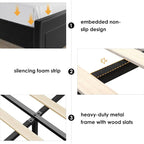 Full Bed Frame with Drawers, Hidden-Cubby & Shelves Storage Headboard with - Image 8