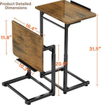 Tv Tray Table Set of 2, 8-Level Adjustable Height Couch Side Table，90° Tilt - Image 2