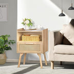 Lerliuo Rattan Nightstand, Boho Side Table - Image 4