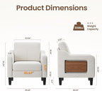 Accent Chair for Living Room Modern Linen Upholstered Armchair Side Wooden - Image 2