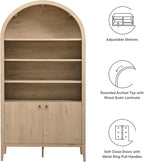 Modway Nolan Tall Arched Storage Display Cabinet in Light Oak - Image 4