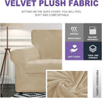 ZNSAYOTX Luxury Velvet Sofa Cover 3 Piece Stretch Loveseat Covers - Image 3