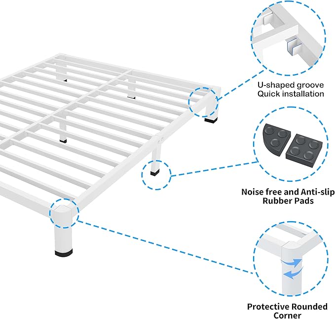 ROIL 4 Inch White Full Bed Frame - Image 5