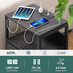 Yoobure Nightstand with Charging Station, LED Night Stand with Fabric Drawers - Image 6