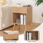 Fultyle Wood Nightstand with Charging Station, Bedside Table with Fluted - Image 6