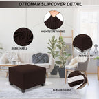 NeColorLife Stretch Ottoman Cover Square Oversized Soft Knitted Jacquard Thick - Image 2