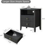 21" Fluted Nightstand with Charging Station – Modern Bedside Table with 2 - Image 2