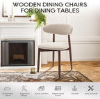 COLAMY Wooden Dining Chairs Set of 2, Modern Fabric Upholstered Kitchen Side - Image 7