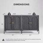 IFBUY Modern Sideboard Buffet Cabinet, 123.5" W Fluted Arched Buffet Cabinet - Image 2