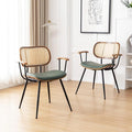 Rattan Dining Room Chairs Set of 2, Mid Century Modern Kitchen Side Chairs by YOUUGIOR