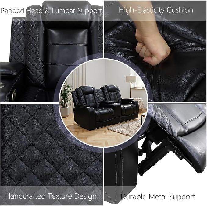 Power Recliner Sofa Set, Living Room Furniture Sets, Luxury Reclining Loveseat - Image 7