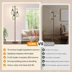 Nintiue Dimmable Floor Lamp, 3x800LM LED Bulbs Included, Farmhouse Industrial - Image 2
