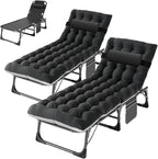 ABORON 2PK Oversized Chaise Lounge Chair, 5 Positions Padded Outdoor Tanning by ABORON