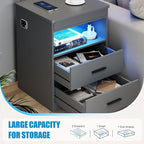 LED Night Stand with Gun Drawer, Bedside Table with Charger Station & Human - Image 7