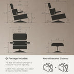 Top Black Grain Leather, Mid Century Chaise Lounge Chair and Ottoman, Leather - Image 3