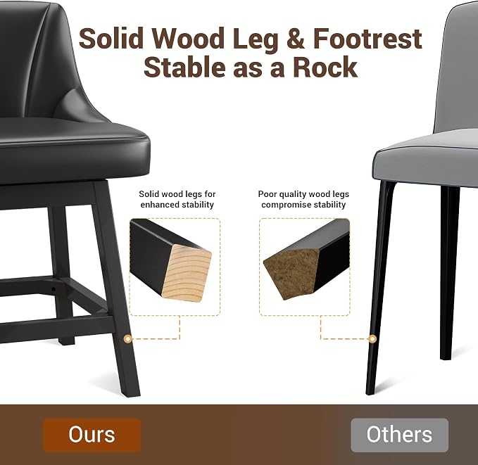 YaFiti Swivel Bar Stools Set of 2, 26 Inch Counter Height Bar Stools - Image 8