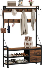 Lulive Hall Tree with Bench and Shoe Storage, 39.4” Entryway Bench with Coat by Lulive