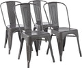 Amazon Basics Metal Dining Chairs, Indoor/Outdoor, 330-Pound Capacity, Dark Gray by AmazonBasics