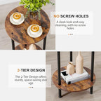 Round Side Table Set of 2, 2-Tier End Table, Small Round Nightstands - Image 6