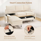 Vesgantti 142" U Shaped Sectional Couch, Comfy Cloud Modular Sectional Sofa - Image 7