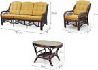 Malibu Lounge Set of 4: 2 Natural Rattan Wicker Chairs, Three-Seater Sofa - Image 5