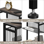 Small Side Table Set of 2 for Small Space, 3-Tier Narrow End Tablewith Magazine - Image 6