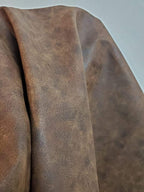 NAT Leathers | Brown Distressed Crazy Horse Oily Faux Vegan Leather PU | 4 Yard - Image 3