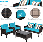 Tangkula 4 Piece Patio Furniture Set, Outdoor Wicker Conversation Set - Image 6