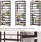 Homykic 6-Tier Bamboo Bookshelves and Bookcases, Adjustable 63.4”Tall Shallow - Image 6