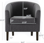 BELLEZE Living Room Chair, Linen Round Accent Barrel Chair, Club Tub Sofa Chair - Image 2