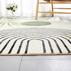 RoomTalks Mid Century Modern Washable Rug, Abstract Tropical Leaves Thin Shaggy - Image 4