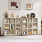 9 Cube Storage Book Shelf, Wood Floor Standing 3-Tier Cubby Bookshelf - Image 6