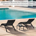 EROMMY Outdoor Chaise Lounge Set of 3, Reclining Patio Chairs - Image 3